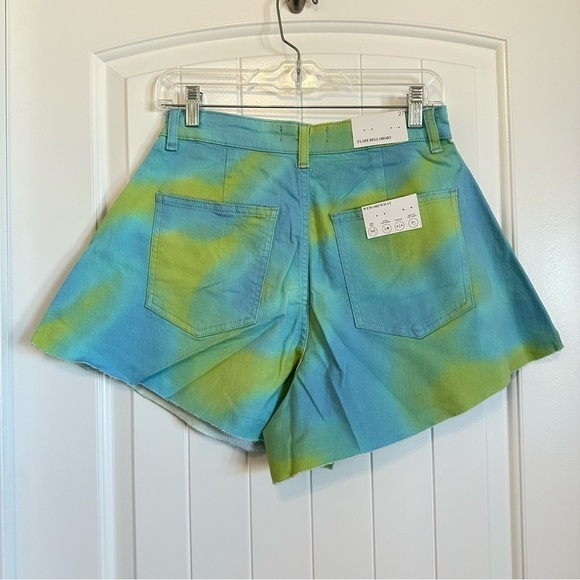 NWT WeWoreWhat flare bell short stretch twill denim tie dye women 27 - Picture 7 of 14